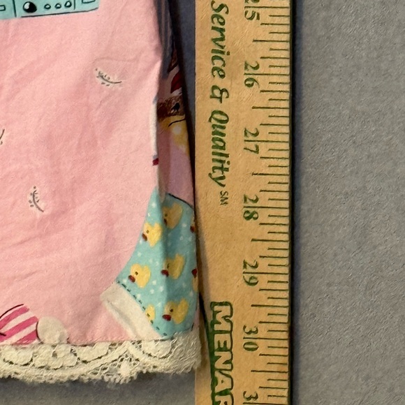 Nick & Nora Medium Pink Pajama Bottoms Sock Monkeys Pajama Party Lace Trim - Picture 9 of 9